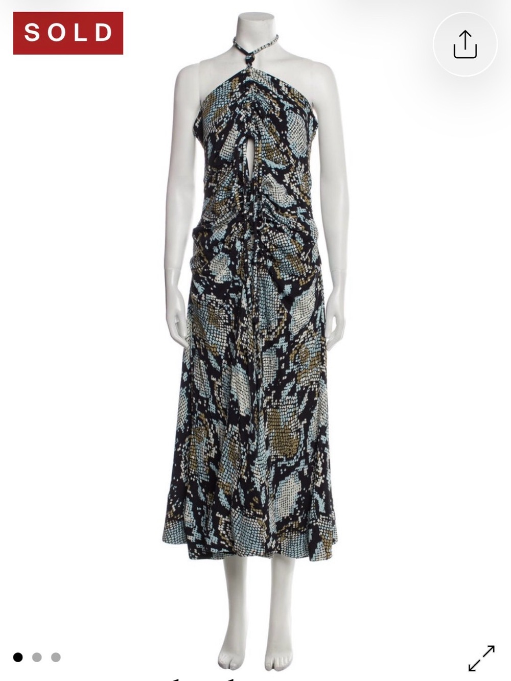 Proenza Schouler Black, Blue & Tan Halter Midi Dress
